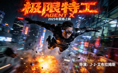 动作片《极限特工》海报 - 特工从高楼跃下的惊险瞬间