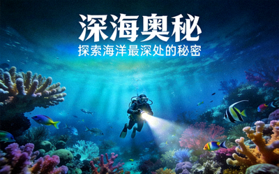 纪录片《深海奥秘》海报 - 潜水员在珊瑚礁中探索