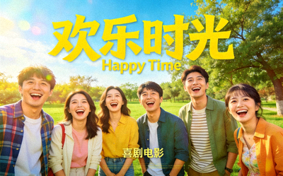喜剧电影《欢乐时光》海报 - 一群朋友在阳光下大笑